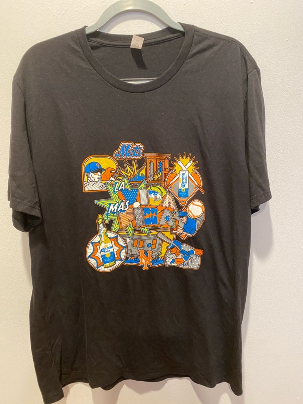 New York Mets Black Graphic Tee Men XL NWOT
